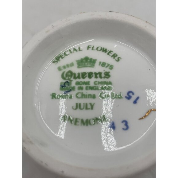 Queens Special Flowers Fine Bone China Cup & Saucer Anemone July Design - Picture 3 of 7